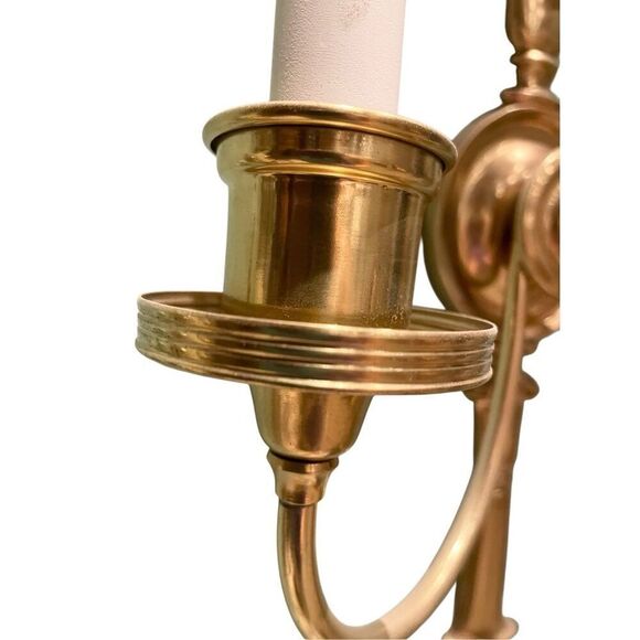 Vintage Neoclassical Style Solid Brass Wall Sconse 2 Light Arm Urn Design - Picture 5 of 6